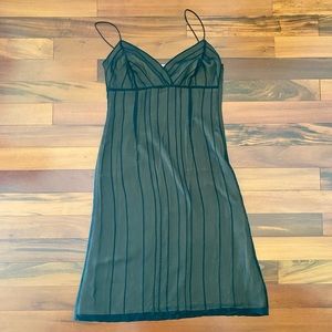 [BLD] Tan Dress with Black Mesh Overlay